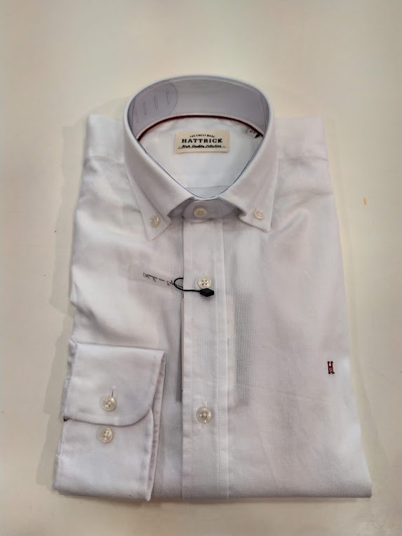 camisa blanca espiguilla slim fit l302 Hattrick